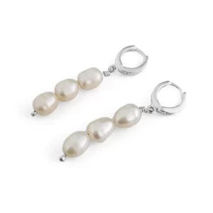 Brinco Gout Vertical Madre Pérola Prata 925